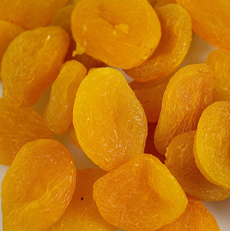 Getrocknete, geschwefelte Aprikosen, orangefarben, 1 kg - vollreif, süß, aromatisch, konserviert durch Heißlufttrocknung, ideal als Snack, für Müsli, Salate, Saucen, Füllungen, Kuchen, zum Einlegen und Verfeinern von Gerichten