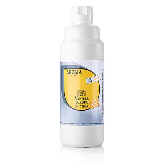Flüssiges Vanille-Aroma von Dreidoppel, No719, 1 l, verleiht Eiscreme, Sahne, Quark, Kuchen, Desserts, Pralinen und Gebäcke einen einzigartigen Vanillegeschmack