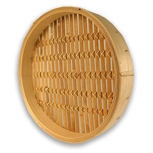 Large bamboo steamer base with 52cm outer diameter, 48cm inner diameter
