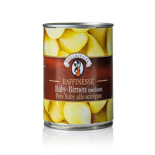 Kleine Birnen in Zuckersirup eingelegt, ideal für Desserts und Backwaren