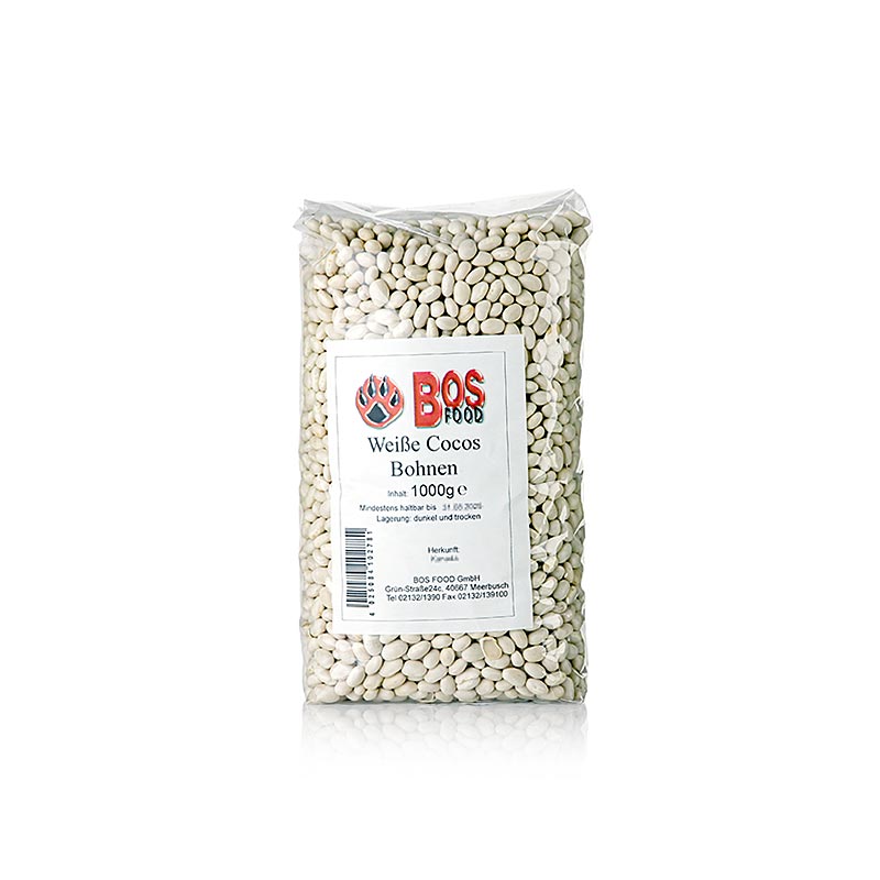 Getrocknete weiße Cocobohnen, sehr klein, in einer 1 kg Packung (German)