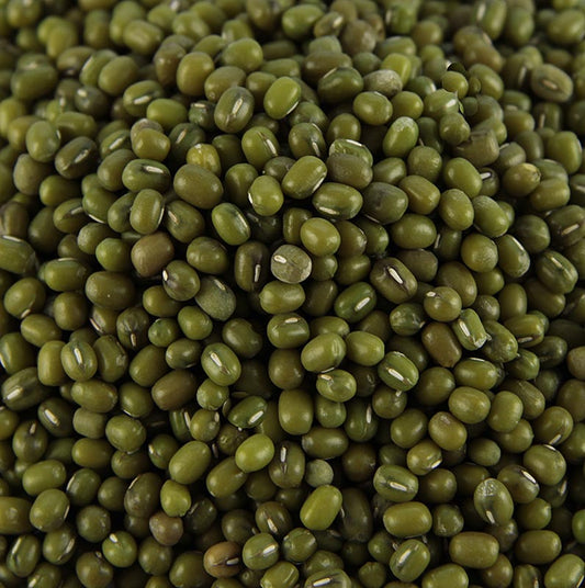 Mungbohnen, grüne, getrocknete Bohnen, 400 g, mild im Geschmack, zum Kochen und Sprossenziehen geeignet