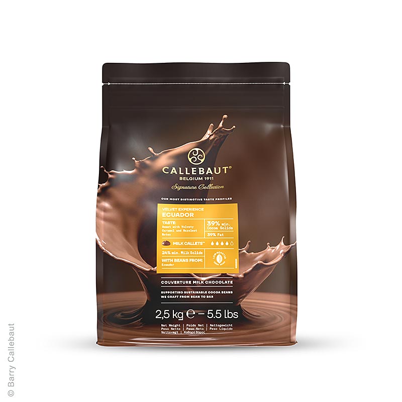 Callebaut - Origine Équateur, couverture au lait, Callets, 39 % Cacao, 25,5 % de lait, 2,5 kg
