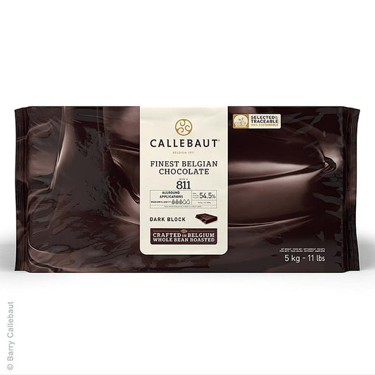 Callebaut - Cioccolato fondente, in blocchi, per praline, 54,5% Cacao, 5 kg