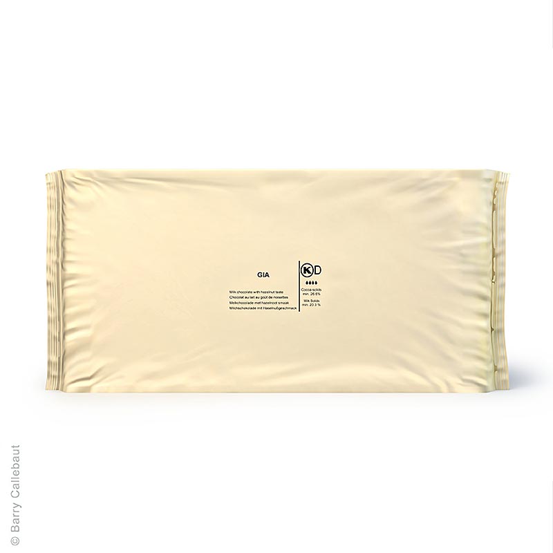 Gianduja - Haselnussmilchschokolade von Callebaut, ideal zum Dekorieren und Überziehen von Backwaren und zum Füllen von Pralinen, 5 kg Block mit 26% Kakaoanteil