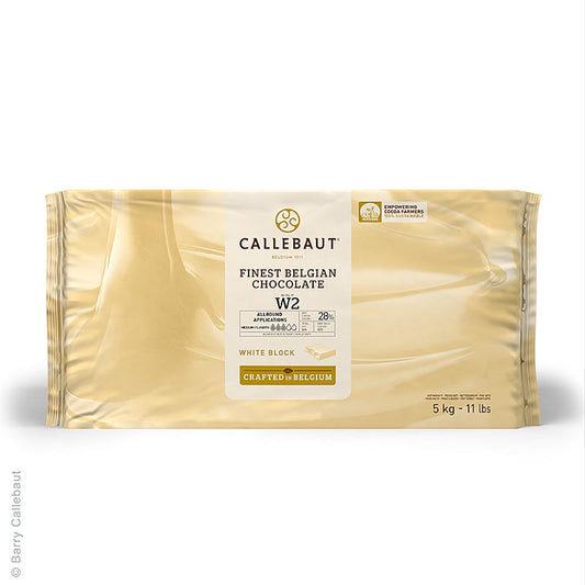 Callebaut - Cioccolato bianco, in blocchi, 28% di burro di cacao, 22% di latte, 5 kg