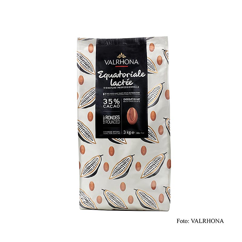 Bild von Valrhona Equatoriale Lactée, Vollmilch Couverture, Callets, 35% Kakao, 3 kg - ideal zum Überziehen, Dekorieren und Füllen von Backwaren und Pralinen