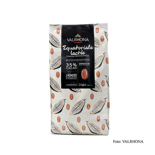 Bild von Valrhona Equatoriale Lactée, Vollmilch Couverture, Callets, 35% Kakao, 3 kg - ideal zum Überziehen, Dekorieren und Füllen von Backwaren und Pralinen