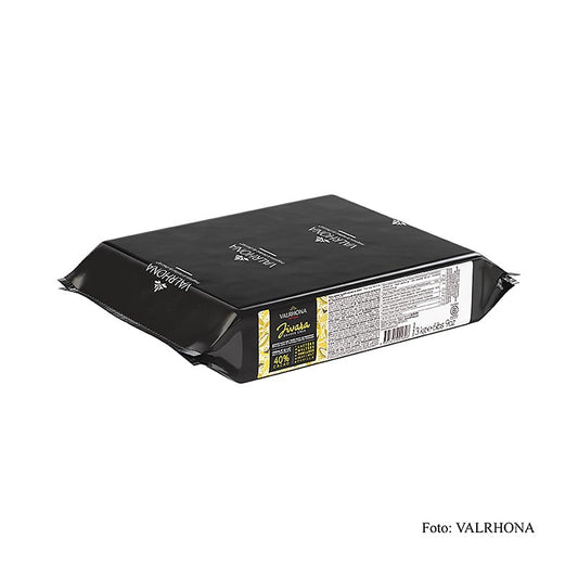 Valrhona Jivara Lactée, Grand Cru Vollmilch Couverture, Block, 40% Kakao, 3 kg - Hochwertige Milchschokolade aus Forasteros-Kakaobohnen mit ausgewogenem Geschmack, cremiger Tonalität und Schlussnoten nach Vanille und Malz, ideal für die Patisserie