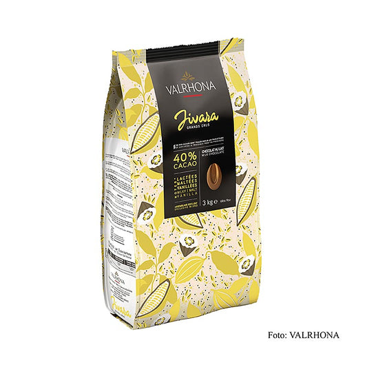 Valrhona Jivara Lactée Grand Cru Vollmilch Couverture Callets, 40% Kakao, 3 kg - Hochwertige Milchschokolade mit cremiger Tonalität, Kakaonoten, Vanille- und Malznoten, ideal für die Patisserie