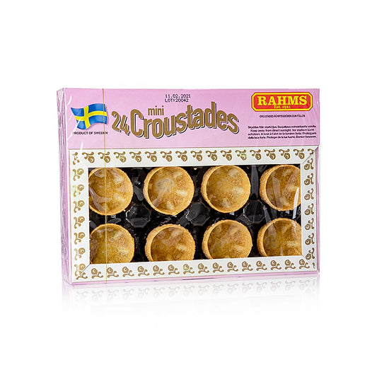 Mini-Croustaden, ø 3,8cm, 50 g, 24 St, aus Mürbeteig, ideal zum Befüllen mit herzhaften Variationen, knusprig und vielseitig verwendbar für warme oder kalte Füllungen