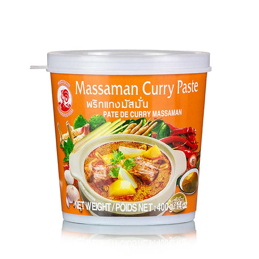 Curry Paste Massaman (Thai-Curry), Cock Brand, 400 g - Thailändische Paste, perfekt für würzige Curry-Gerichte mit Fleisch oder Gemüse