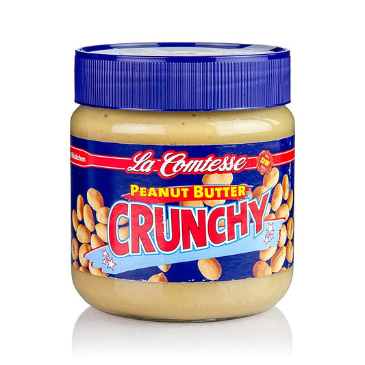 Erdnusspaste, crunchy, La Comtesse, 350 g - feincremige Erdnusscreme mit Erdnussstückchen, ideal als Brotaufstrich für Kinder, auch lecker zu Käse oder als Frühstücksgenuss