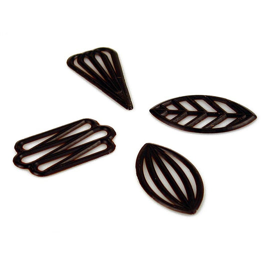 Filigrane Grand Dekor - 4 Sorten gemischt, dunkle Schokolade, 60mm, 490 g, ca260 St - Hochwertige Zartbitter-Couverture mit natürlicher Vanille, ideal zum Dekorieren von Gerichten, Desserts und Torten