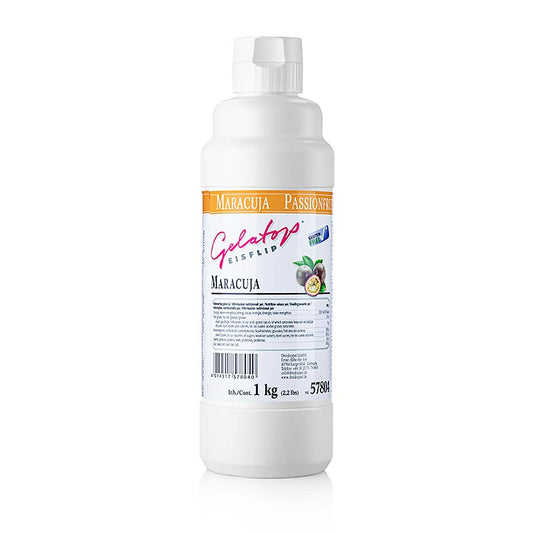 Maracujaflip - Gelatop, Dreidoppel, No578, 1 kg - Eine vielseitige Maracujasauce zur Verzierung von Speiseeis und Desserts sowie zur Zubereitung von leckeren Milchshakes