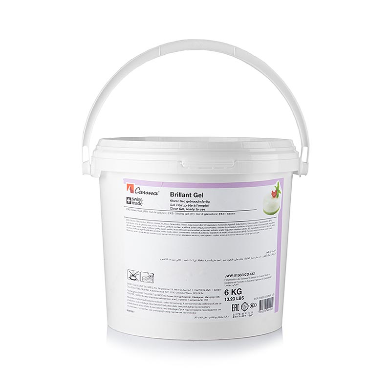 Brillant-Gel, klar, transparente Gelierung, kalt verwendbar, 6 kg - Klares Gelee zum Glasieren von Obsttorten und Früchten, tiefkühl- und auftaustabil, schnittfest nach 10 Minuten