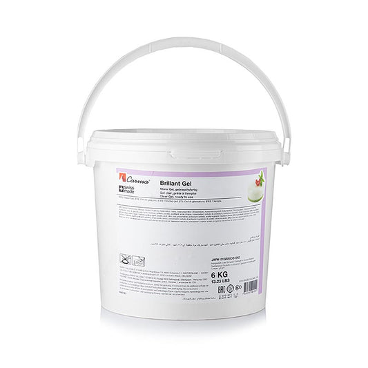 Brillant-Gel, klar, transparente Gelierung, kalt verwendbar, 6 kg - Klares Gelee zum Glasieren von Obsttorten und Früchten, tiefkühl- und auftaustabil, schnittfest nach 10 Minuten