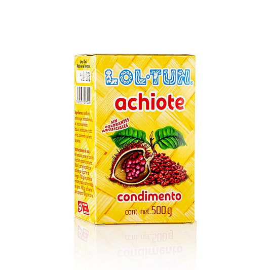 Annatto Achiotegewürz/-paste aus Orleanssamen, 500 g - Eine würzige Gewürzpaste für Schweine- und Geflügelgerichte, die dem Fleisch einen erdigen und leicht säuerlichen Geschmack verleiht, wenn sie als Marinade oder zum Einstreichen verwendet wird