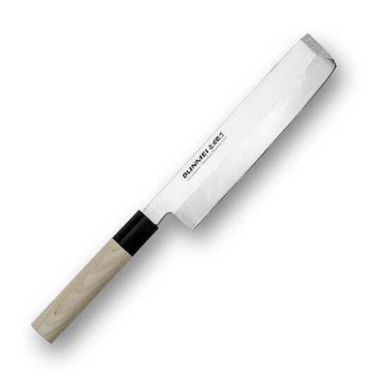 Global Bunmei 1802-225 Usuba Messer mit Honoki Holzgriff, 22,5cm, für Gemüse und Fisch geeignet