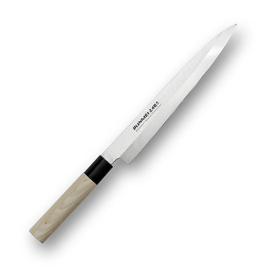 Global Bunmei 1804-210 Yanagi Sashimi Messer, Honoki Holzgriff, 21cm, 1 St - traditionelles japanisches Kochmesser für präzises Schneiden von Fisch, Fleisch und Gemüse
