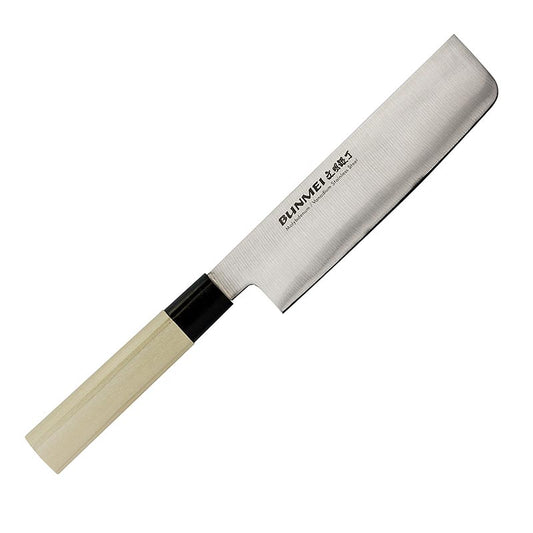 Global Bunmei 1806-180 Usuba Spezialmesser, 18 cm Klinge aus japanischem Qualitätsstahl, Honoki-Holzgriff Ideal für feinste Schneidearbeiten in der Küche