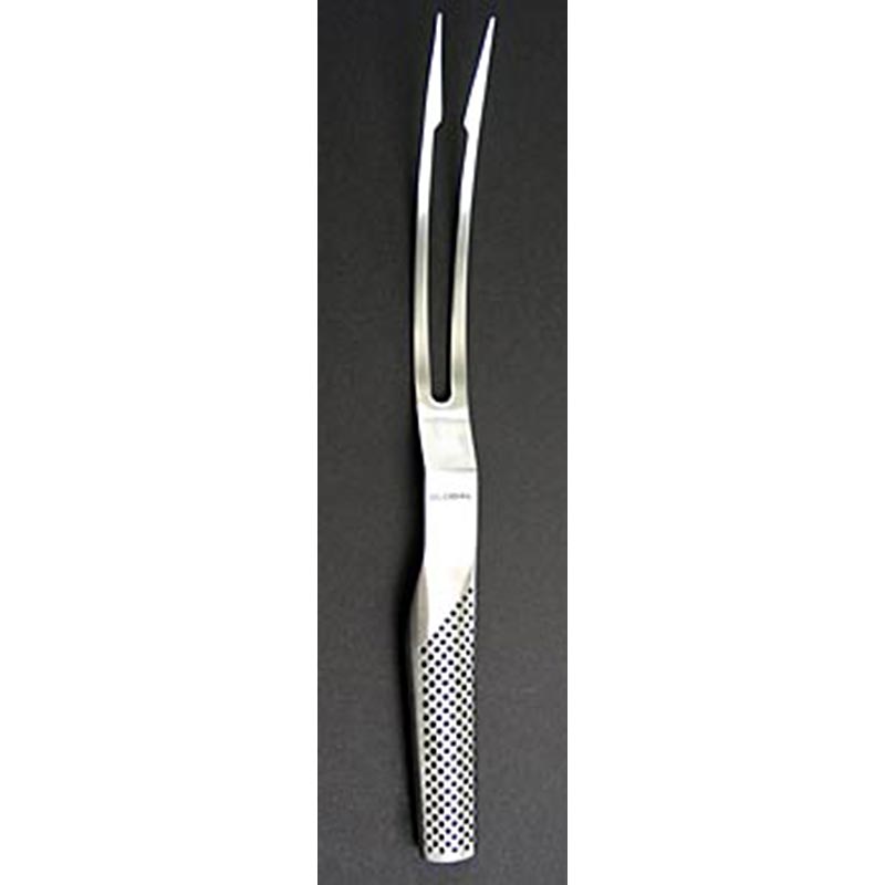 Global G-13 Bratengabel, geschwungen, 16cm, 1 St - ideal zum Wenden von Bratgut in der Pfanne oder im Ofen, aus Molybdän-Vanadium Stahl mit Edelstahlgriffen für perfekte Balance und langlebige Schärfe, geeignet für Rechts- und Linkshänder