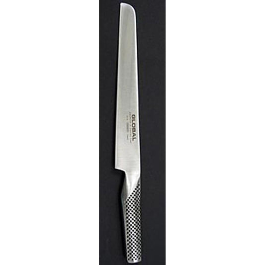 Global G-8 Roastbeef-/Schinkenmesser, 22cm, 1 St - Hochwertiges Messer zum Schneiden von Roastbeef und Schinken, aus Molybdän-Vanadium Stahl gefertigt, mit Edelstahlgriff und Sandkornfüllung für perfekte Balance