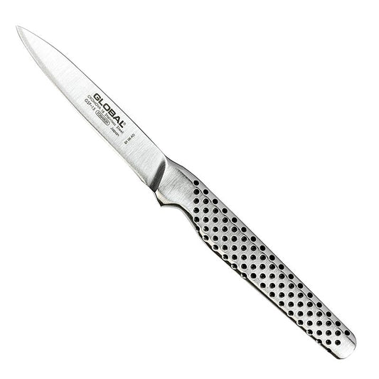 Global GSF-15 Kleines Schälmesser, geschmiedet, 8cm, 1 St - Ideal zum Schneiden von Schalotten und anderen kleinen Gemüsen, aus Molybdän-Vanadium Stahl gefertigt, mit Edelstahlgriffen und Sandkornfüllung für perfekte Balance
