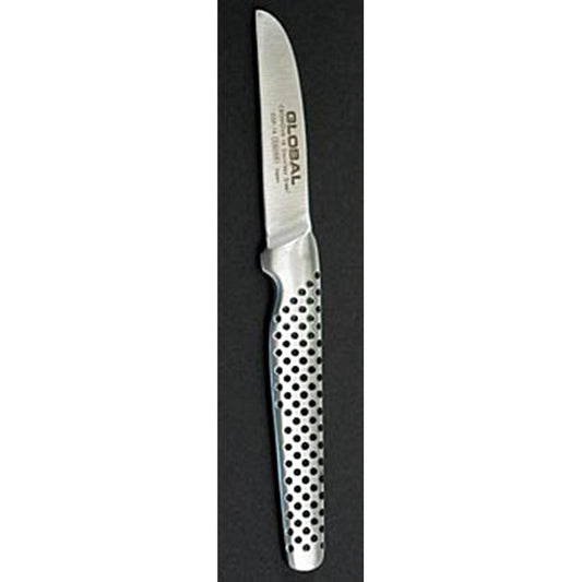 Global GSF-16 Kleines Schälmesser, geschmiedet, gerade, 6cm, 1 St - Ideal zum Putzen von Rosenkohl, Pilzen und anderen kleinen Gemüsesorten Aus Molybdän-Vanadium Stahl gefertigt, mit Edelstahlgriff und Sandkornfüllung für perfekte Balance