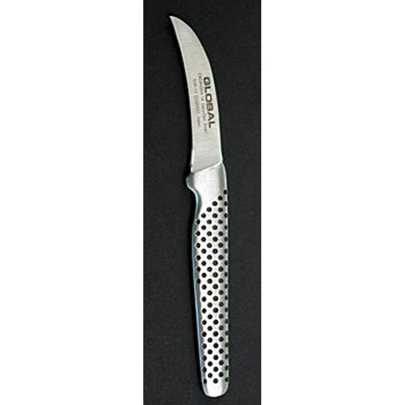 Global GSF-17 Kleines Schälmesser, geschmiedet, gekrümmt, 6cm, 1 St - Ein hochwertiges geschmiedetes Schälmesser aus Molybdän-Vanadium Stahl, ideal zum Tournieren von Gemüse und Kartoffeln Entwickelt für Profiköche, leicht, extrem scharf und langlebig bei richtiger Pflege