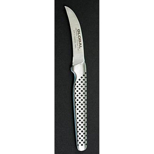 Global GSF-17 Kleines Schälmesser, geschmiedet, gekrümmt, 6cm, 1 St - Ein hochwertiges geschmiedetes Schälmesser aus Molybdän-Vanadium Stahl, ideal zum Tournieren von Gemüse und Kartoffeln Entwickelt für Profiköche, leicht, extrem scharf und langlebig bei richtiger Pflege