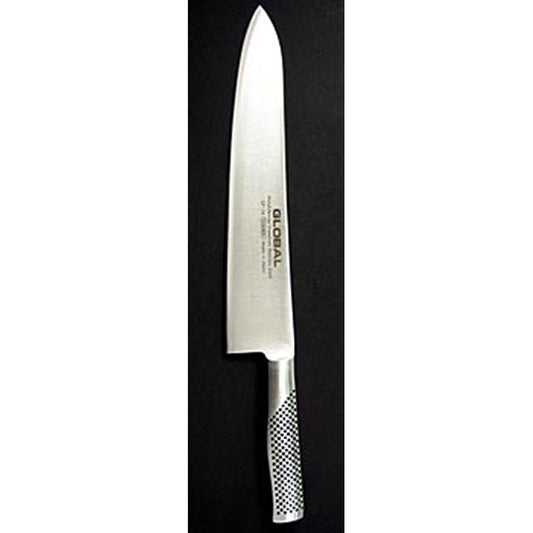 Global GF-34 Kochmesser, geschmiedet, 27cm, 1 St - ein vielseitiges und langlebiges Profi-Chefmesser aus Molybdän-Vanadium Stahl Entwickelt für Rechts- und Linkshänder, mit Edelstahlgriffen für perfekte Balance Ideal zum Schneiden von Zitronen-Filets und anderen Aufgaben in der Küche