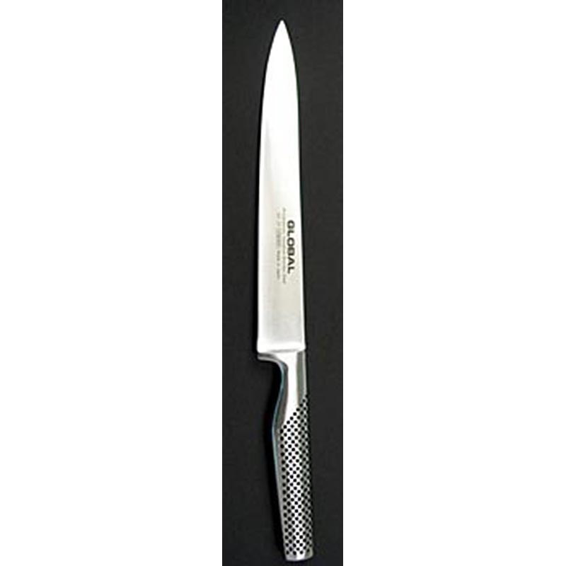 Global GF-37 Tranchiermesser, geschmiedet, 22cm, 1 St - Hochwertiges, geschmiedetes Tranchiermesser, ideal zum fachgerechten Zerlegen von Geflügelstücken Geeignet für Rechts- und Linkshänder, aus Molybdän-Vanadium Stahl mit Edelstahlgriff und Sandkornfüllung für perfekte Balance