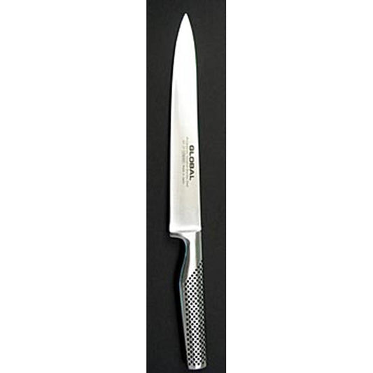 Global GF-37 Tranchiermesser, geschmiedet, 22cm, 1 St - Hochwertiges, geschmiedetes Tranchiermesser, ideal zum fachgerechten Zerlegen von Geflügelstücken Geeignet für Rechts- und Linkshänder, aus Molybdän-Vanadium Stahl mit Edelstahlgriff und Sandkornfüllung für perfekte Balance