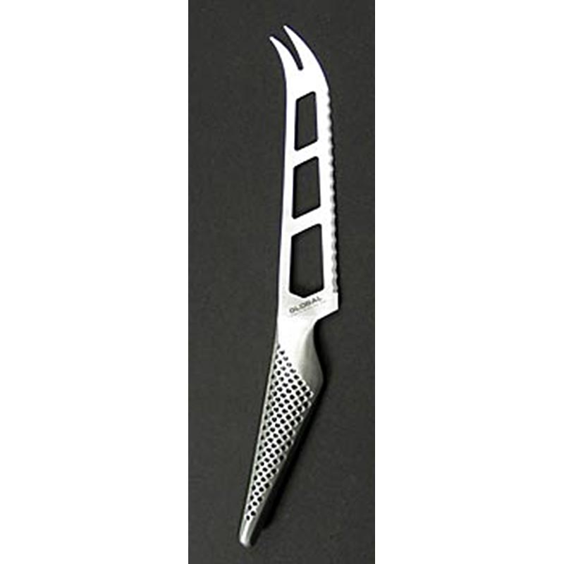 Das Global GS-10R Käsemesser, 14cm, 1 St, mit superscharfer Klinge aus Molybdän-Vanadium Stahl und Griffe aus Edelstahl, gefüllt mit Sandkörnern, für Rechts- und Linkshänder geeignet, ideal für alle Käsesorten