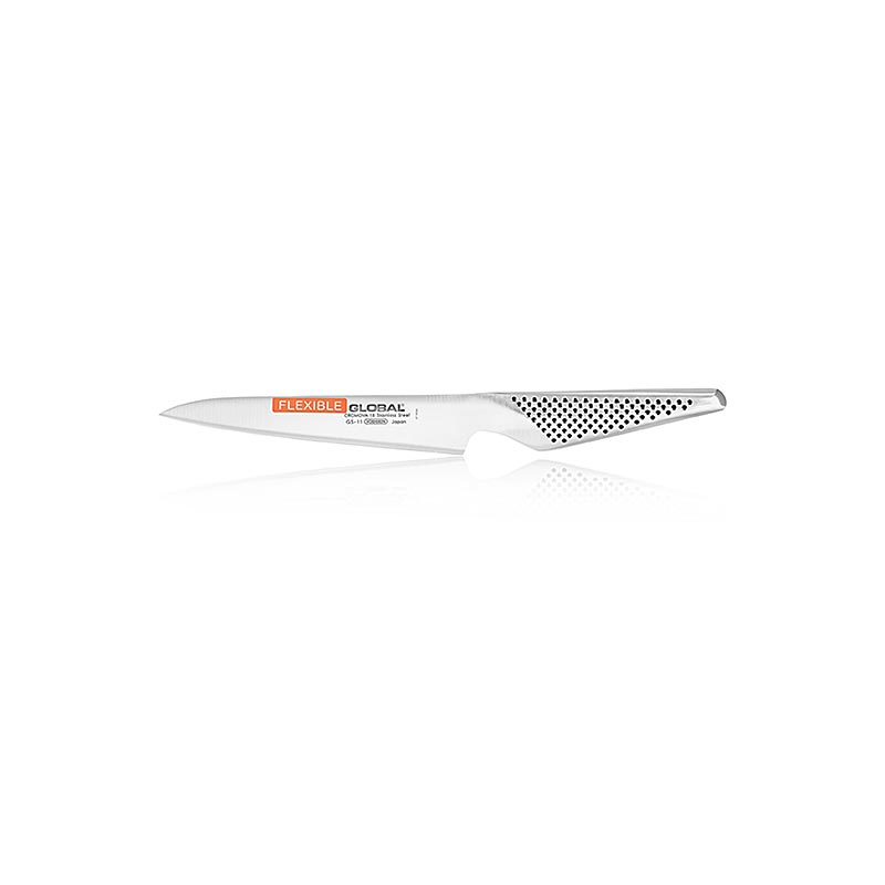 Global GS-11 Kleines Filetiermesser, flexibel, 15cm, 1 St - Hochwertiges Messer für präzises Filetieren von Fleisch und Fisch Hergestellt aus Molybdän-Vanadium-Stahl mit Edelstahlgriff für perfekte Balance Geeignet für Rechts- und Linkshänder