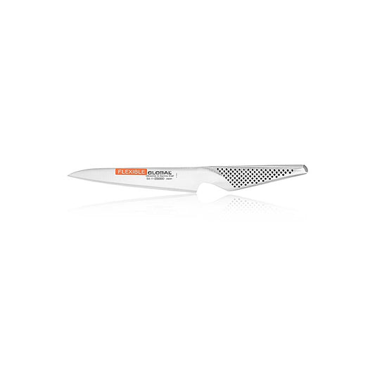 Global GS-11 Kleines Filetiermesser, flexibel, 15cm, 1 St - Hochwertiges Messer für präzises Filetieren von Fleisch und Fisch Hergestellt aus Molybdän-Vanadium-Stahl mit Edelstahlgriff für perfekte Balance Geeignet für Rechts- und Linkshänder