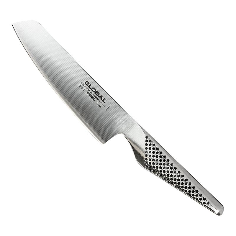 Global GS-5 Kleines Hack-/Chopmesser, 14cm, 1 St - Ideal zum Schneiden von kleinen Zwiebeln und Hacken von Petersilie, aus Molybdän-Vanadium Stahl und mit Edelstahlgriffen für perfekte Balance