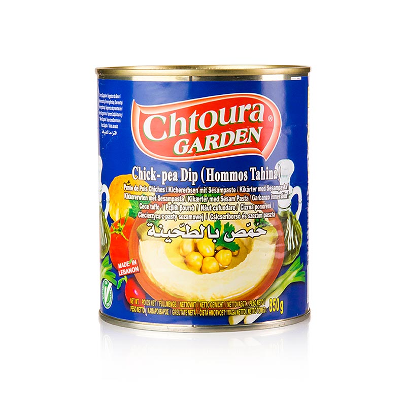 Hummus Tahini - Kichererbsenpüree mit Sesam, Chotura Garden, 850 g: Traditionelle Creme aus pürierten Kichererbsen, Sesam, Salz und Zitronensäure, ideal als kalter Aufstrich für Brot oder warme Beilage zu Fleisch und Fisch