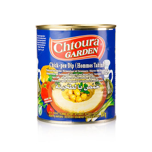 Hummus Tahini - Kichererbsenpüree mit Sesam, Chotura Garden, 850 g: Traditionelle Creme aus pürierten Kichererbsen, Sesam, Salz und Zitronensäure, ideal als kalter Aufstrich für Brot oder warme Beilage zu Fleisch und Fisch