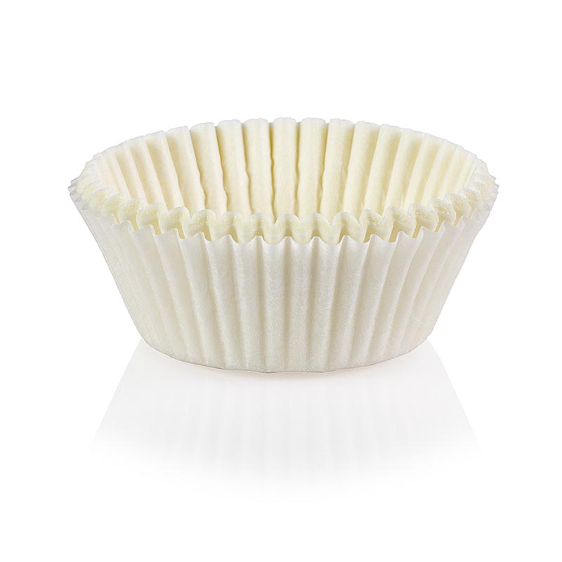 Dekorative Papier-Kapseln in Weiß, ø 35/52mm, 20mm hoch, für Pralinen und Gebäck