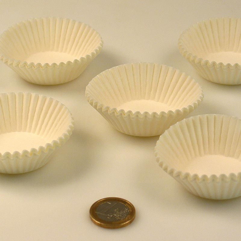 Papier Kapseln, weiß, ø 41/50mm, 22mm hoch, 1000 St - Dekorative Papier-Kapseln zum Anrichten von Pralinen, Petits-Fours und Gebäck, mit einem Durchmesser von 50mm oben, 41mm unten und einer Höhe von 22mm