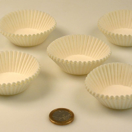 Papier Kapseln, weiß, ø 41/50mm, 22mm hoch, 1000 St - Dekorative Papier-Kapseln zum Anrichten von Pralinen, Petits-Fours und Gebäck, mit einem Durchmesser von 50mm oben, 41mm unten und einer Höhe von 22mm