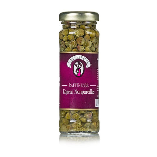 Kapern Nonpareilles, ø 4-7mm, Raffinesse, 100 g - Eingelegte Blütenknospen mit würzig-herbem, leicht bitterem und scharfem Geschmack, ideal als Beilage zu Mayonnaisen, Salaten, kalten Saucen, Kartoffelsalat, Tatar und hartgekochten Eiern