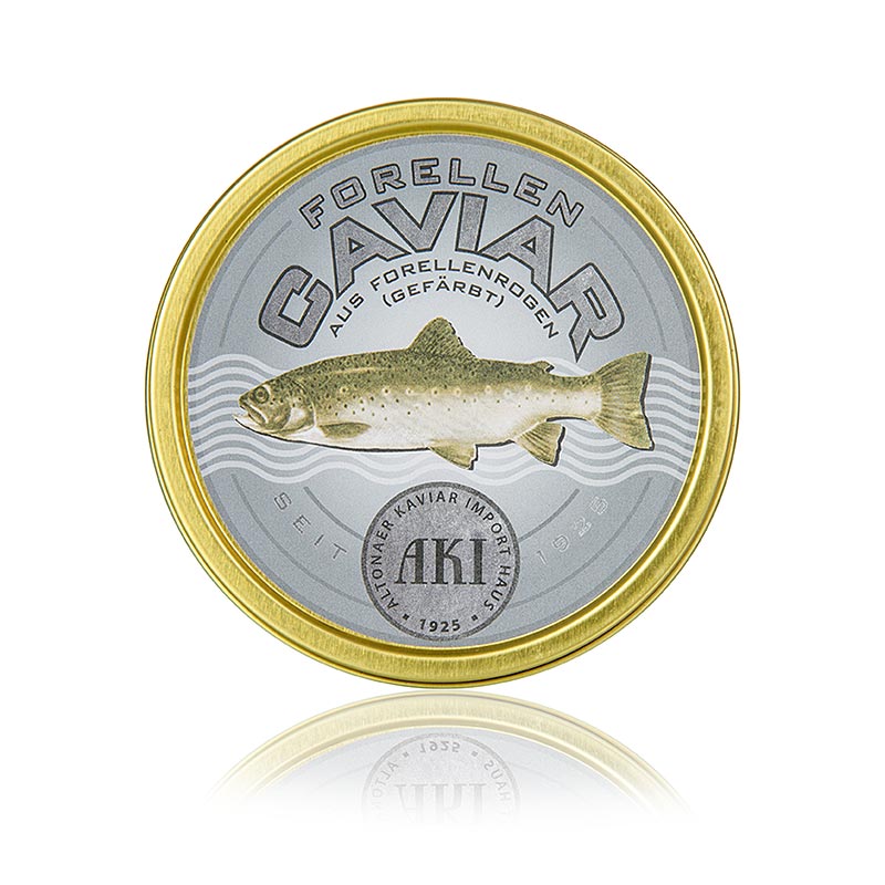 Schwarzer Forellen-Kaviar, 200 g, feine und frische Kaviarperlen, ideal zur Verfeinerung von Kräuterrahmsuppe und als essbare Dekoration für kalte Platten