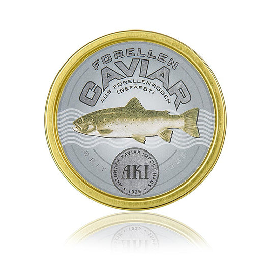 Schwarzer Forellen-Kaviar, 200 g, feine und frische Kaviarperlen, ideal zur Verfeinerung von Kräuterrahmsuppe und als essbare Dekoration für kalte Platten