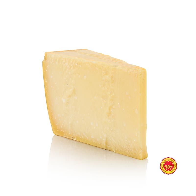 Parmesankäse - Parmigiano Reggiano DOP (gU), 1te Qualität, mind 24 Monate alt, ca1000 g - Hochwertiger italienischer Hartkäse aus Rohmilch, hergestellt in den traditionellen Provinzen mit intensivem Aroma und würzigem Geschmack, gereift für mindestens 24 Monate