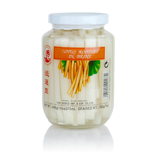 Radici di loto, in salamoia come bastoncini, Cina, 454 g, circa 50 pezzi.