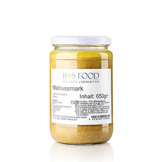 Püree aus 100% reinen Walnüssen ohne Zusatzstoffe, ideal zum Aromatisieren von Kuchen und anderen Süßspeisen Verfeinert auch thailändische Gerichte und kann zu Walnussbutter oder Nougatmasse verarbeitet werden
