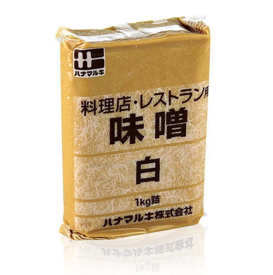 Miso Würzpaste - Shiro Miso, hell, Japan, 1 kg: Fermentierte Sojabohnenpaste aus Sojabohnen, Reis, Salz, Reishefe und Gewürzen, mild und süßlich im Geschmack, weniger salzig als rotes Miso